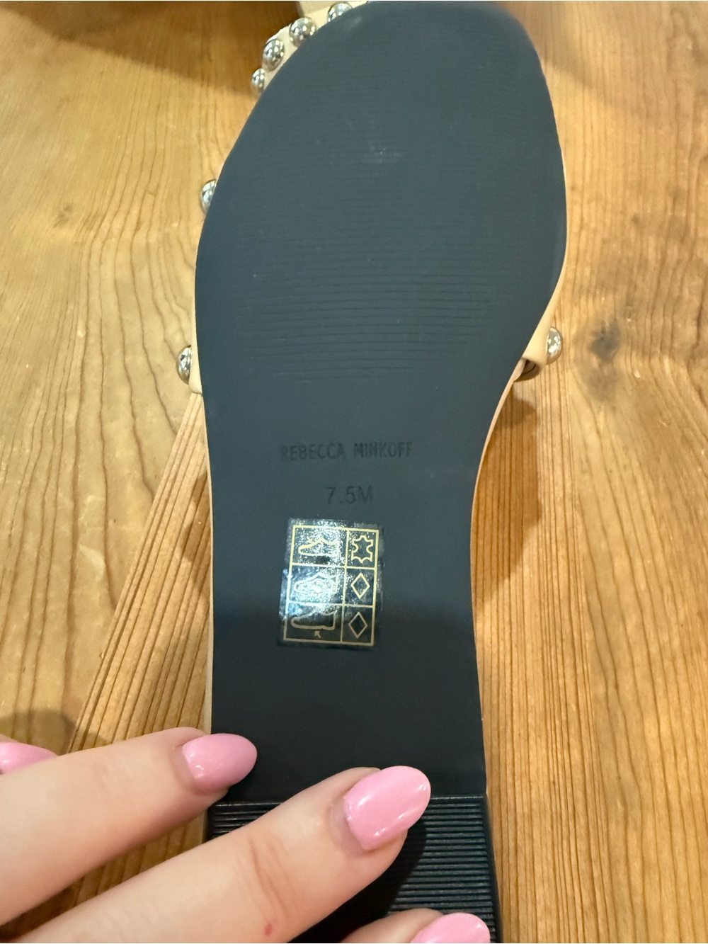Rebecca Minkoff Tan Studded Slide Sandals - Picture 7 of 10